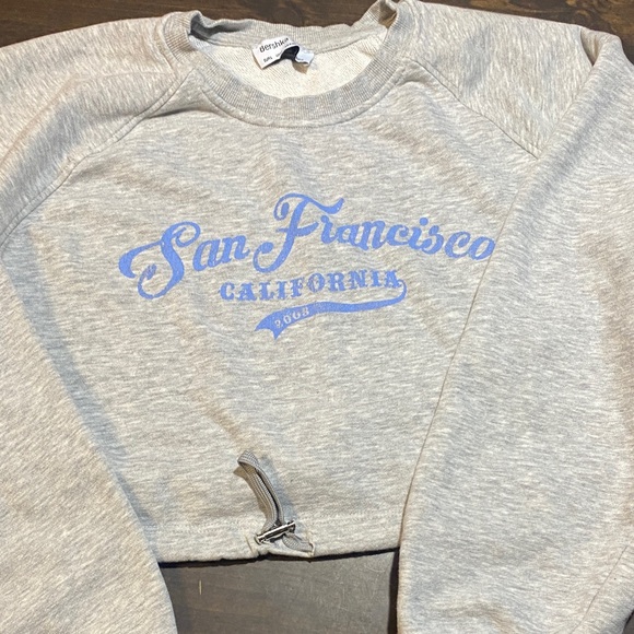 Bershka Gray Sweater with Blue Print - Picture 1 of 4